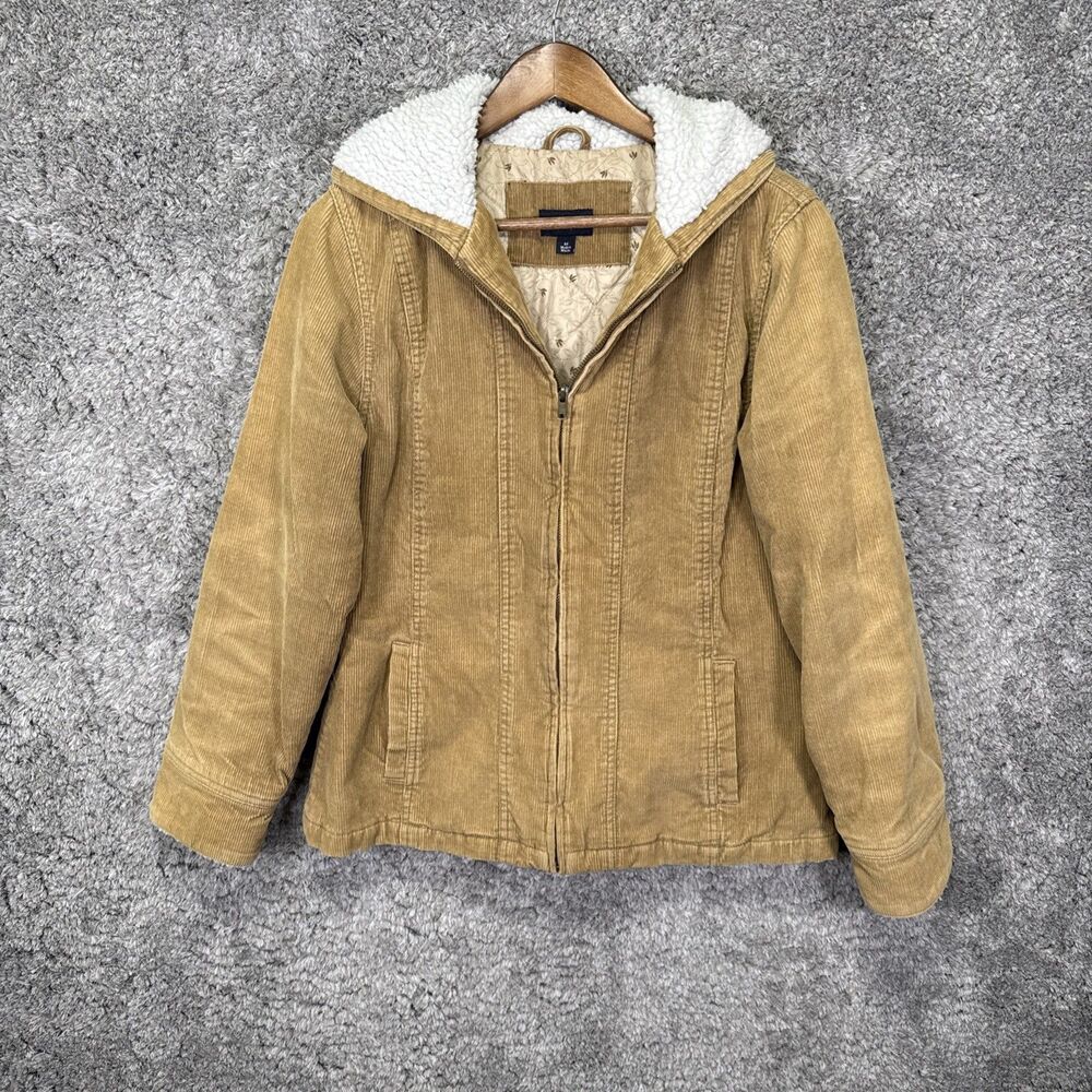 Vintage Y2K  Women’s Tan Camel Corduroy Jacket Zip Up Medium Neutral